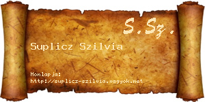 Suplicz Szilvia névjegykártya
